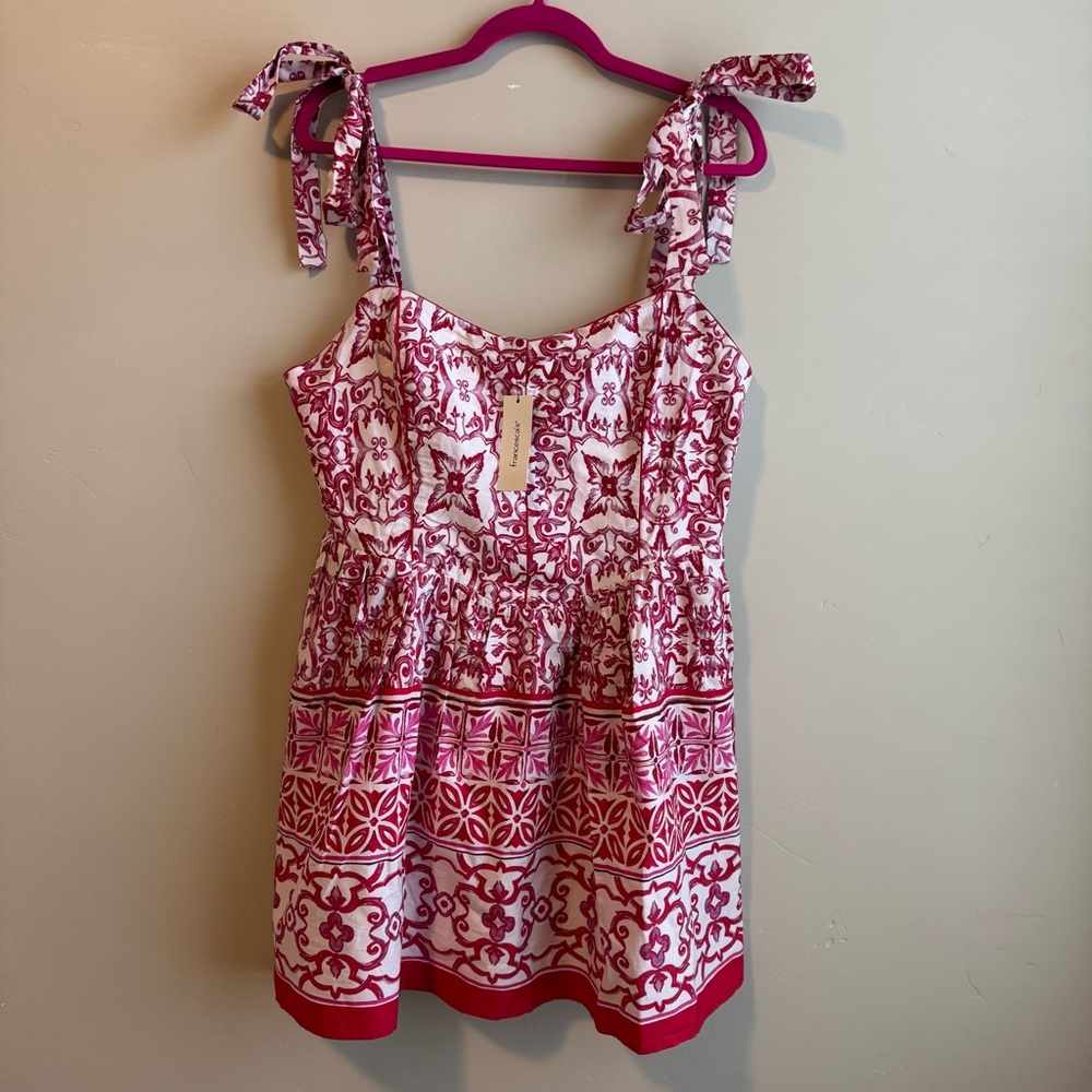 Pink and White Printed Tie-Shoulder Sundress